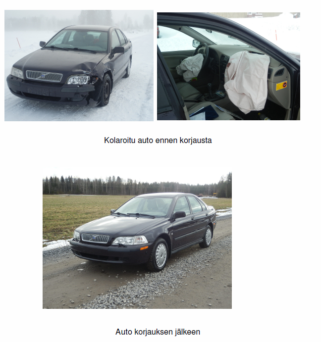 Auto ennen ja jlkeen kolarikorjausta